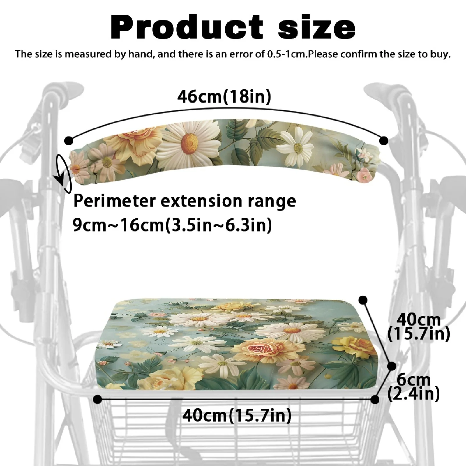 Coloranimal Vintage Daisy Set of 2 Seat & Back Covers Walker Seat Cushion for Senior Street Scenes view 6
