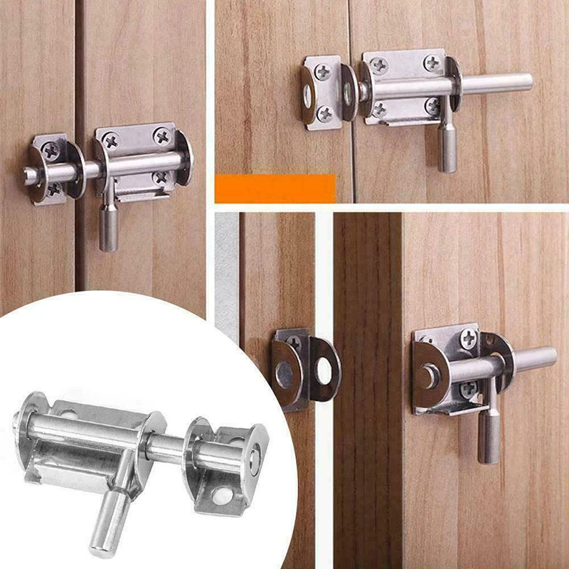1pc Stainless Steel Door Latch Solid Sliding Bolts Latch Hasp Home Hardware Gate Safety Toilet Door Lock Hardware accessories