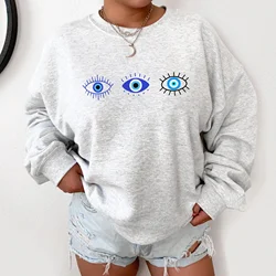 Colored Evil Eye Gothic Sweatshirt Funny Women Fashion Grunge Unisex Streetwear Aesthetic Casual Outfit Jumper Fit Pullovers Top