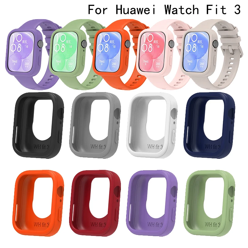 Full Protective Case Cover Shell For Huawei Watch Fit 3 SmartWatch Cases Soft Silicone Screen Protective For Huawei Fit3 Colorfu