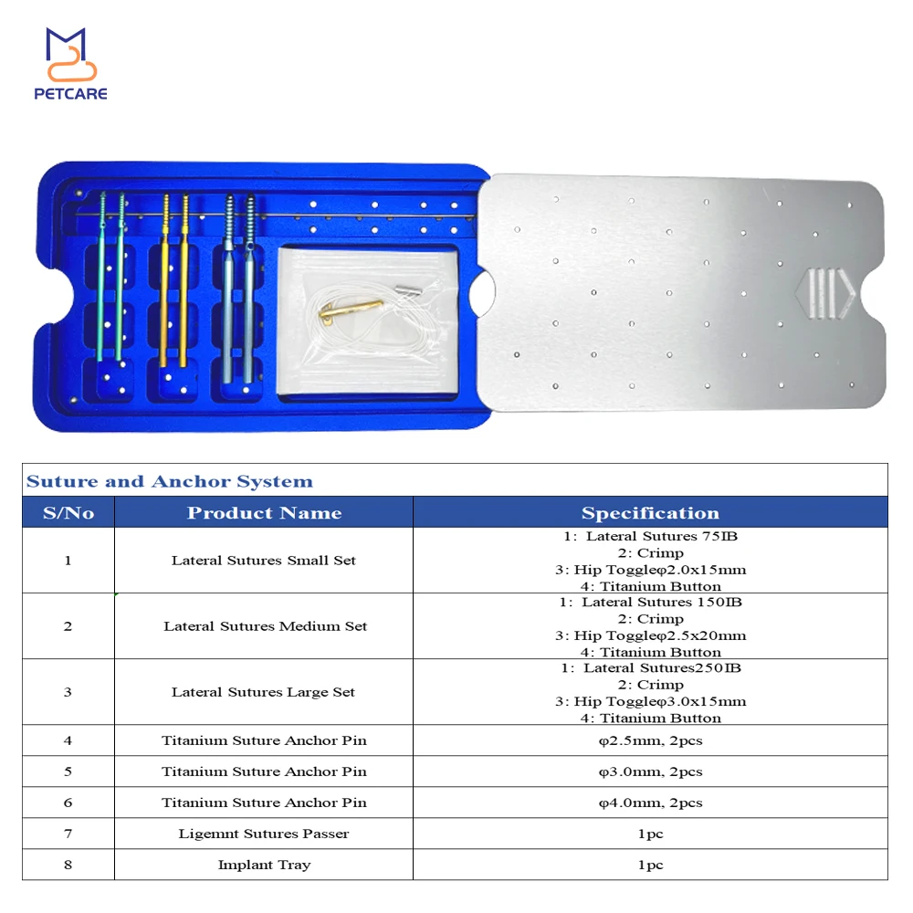 Suture and Anchor System Lateral Sutures with Crimp Veterinary Orthopedic Instruments Mascotas Hand Tools Pet Accessories