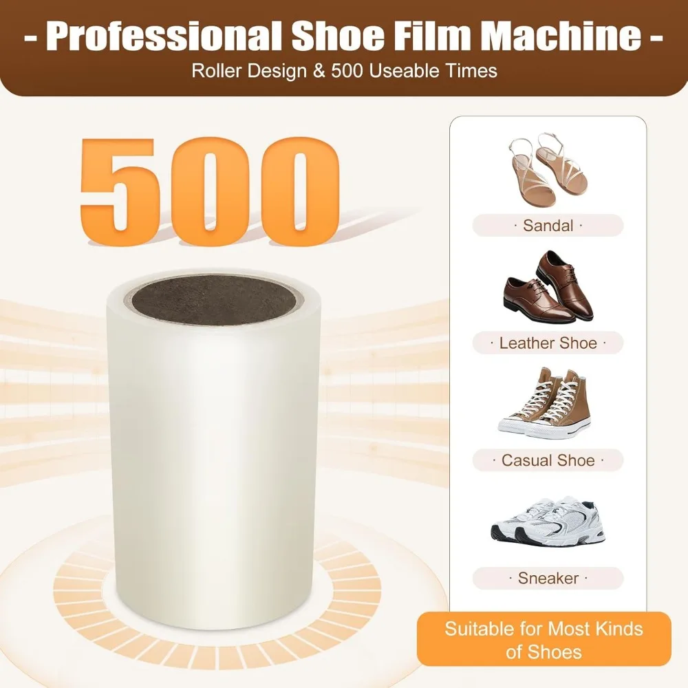 Shoe Film Machine Automatic Shoe Cover Dispenser Portable Shoe Wrapping Machine for Home Office Lab with 1 Roll Shoe Film