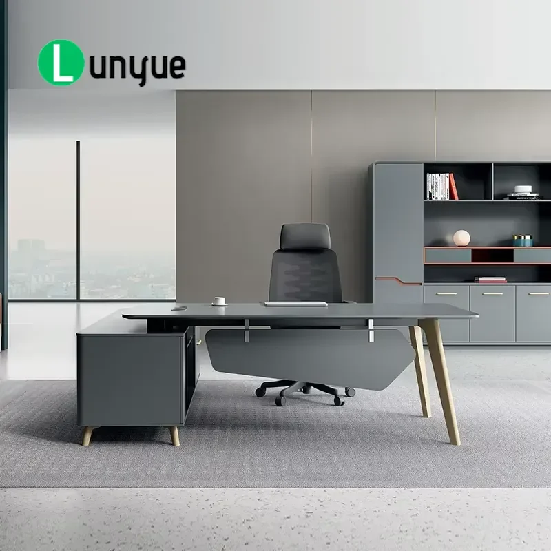 Modern L Shaped Wooden Executive Desk and Chair Set Manager Office Furniture Wholesale Price Contemporary Design for