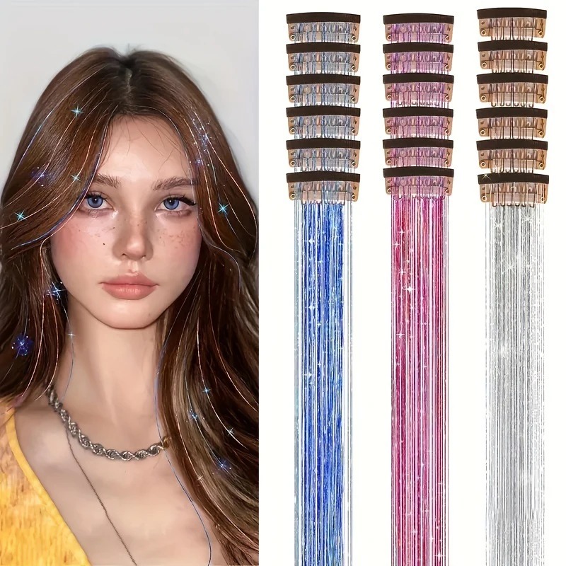 

12 шт. в упаковке BB-заколки для волос, блестящие металлические наращивание волос с заколками, сказочные волосы, сверкающие аксессуары для волос для женщин.