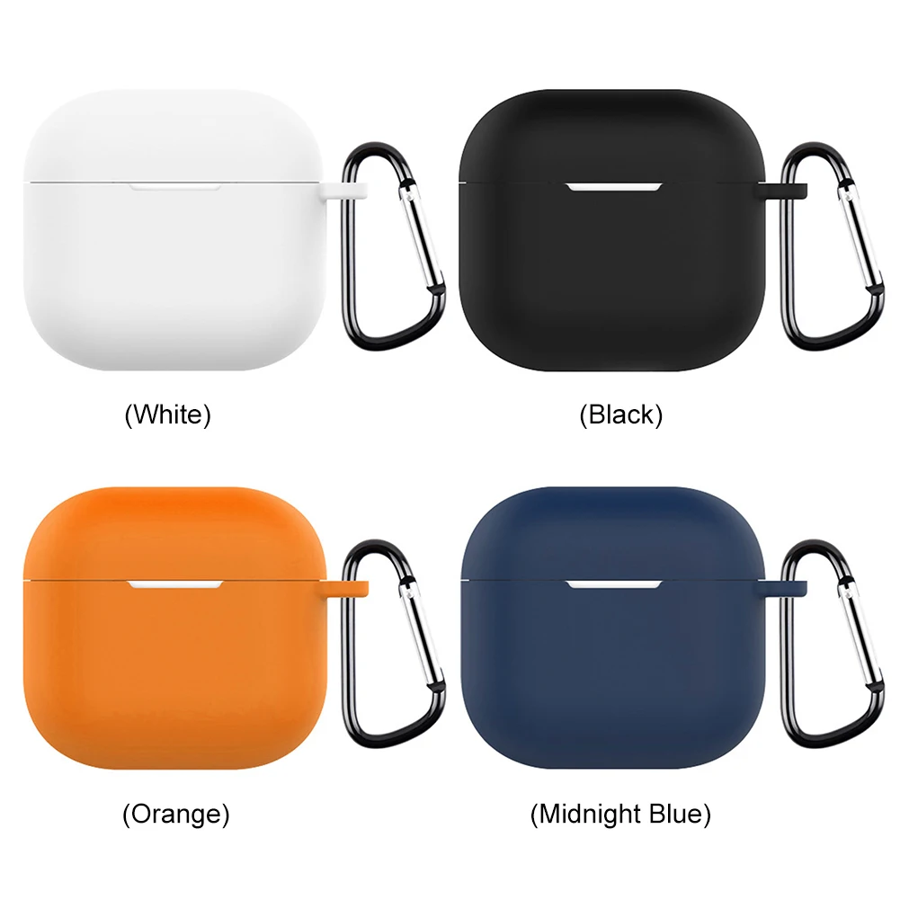 Funda protectora suave de silicona con mosquetón, carcasa protectora de piel, caja de piel para Airpods 4 (2024), accesorios para auriculares