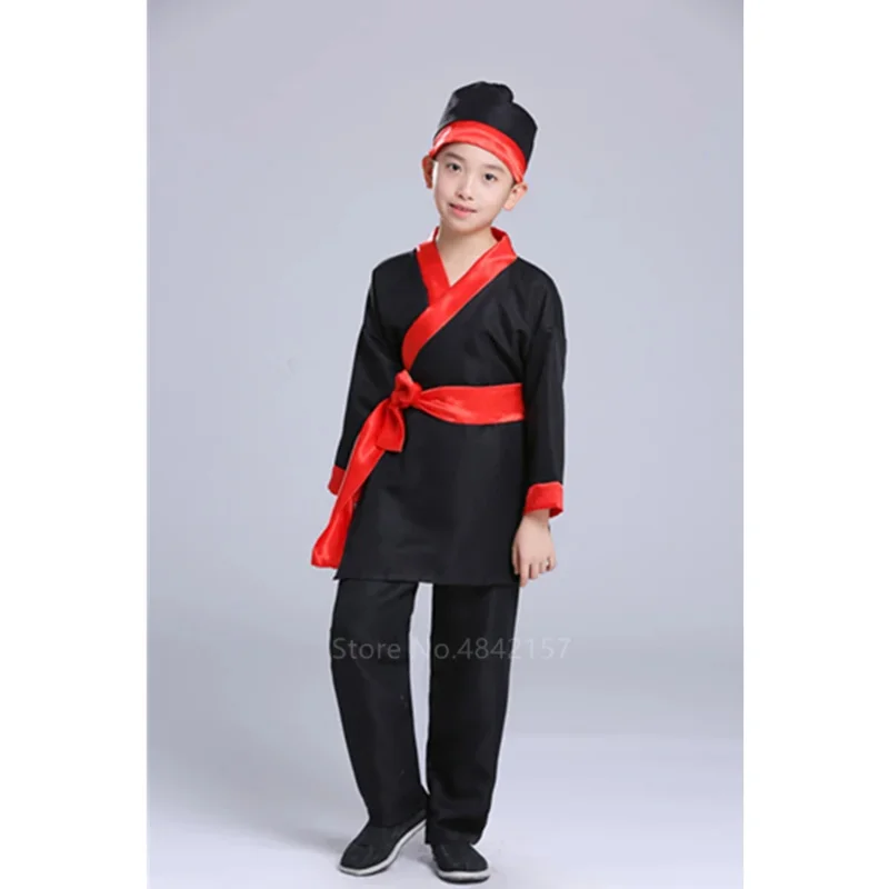 Children Stage Performance Costume Chinese Traditional Style Hanfu Ancient Waiters Farmer Cosplay Costumes Boys Drama Clothes