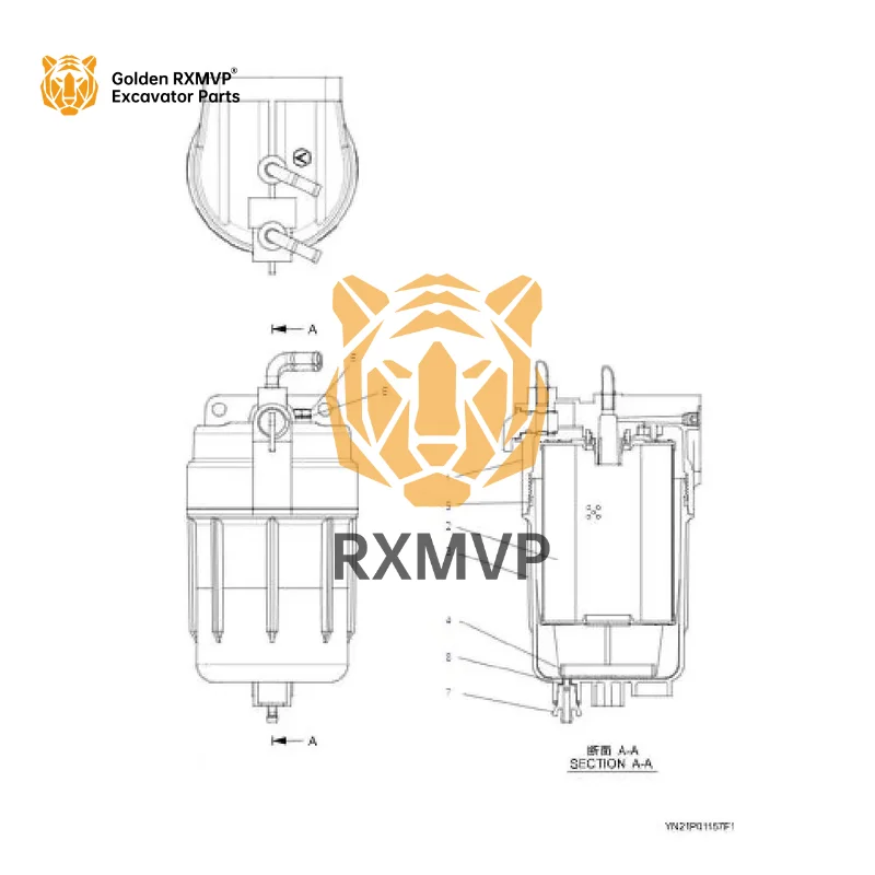 YN21P01157F1 High quality excavator accessories  SK250/-10/sk350-10 Oil-water separator assembly Diesel filter assembly