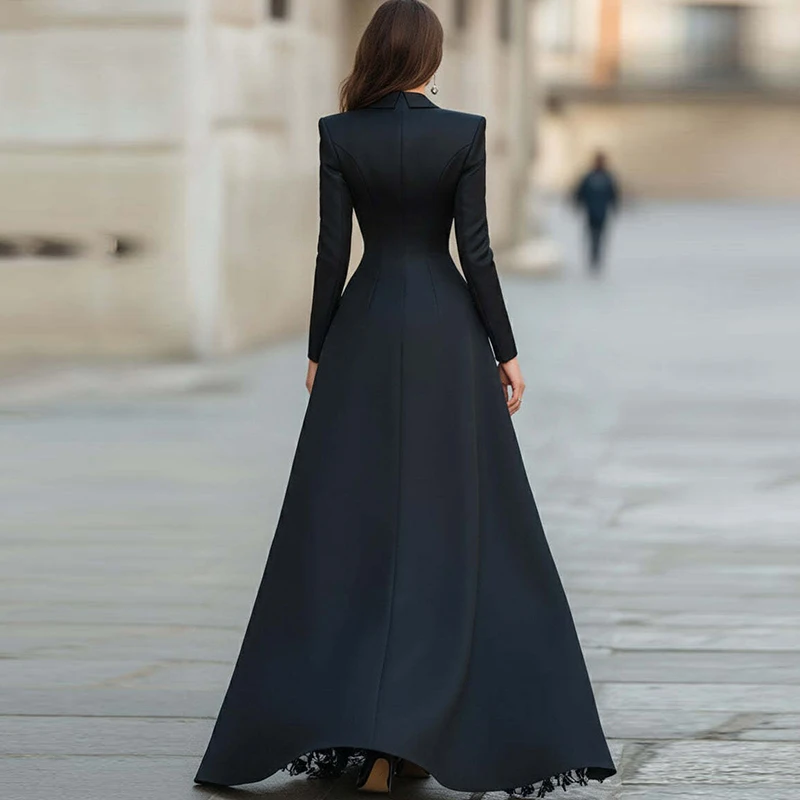 Conjunto de dos piezas de falda y Top con botones de solapa para mujer, traje de fiesta ajustado con retazos de encaje, traje elegante liso para ocasión Formal, otoño