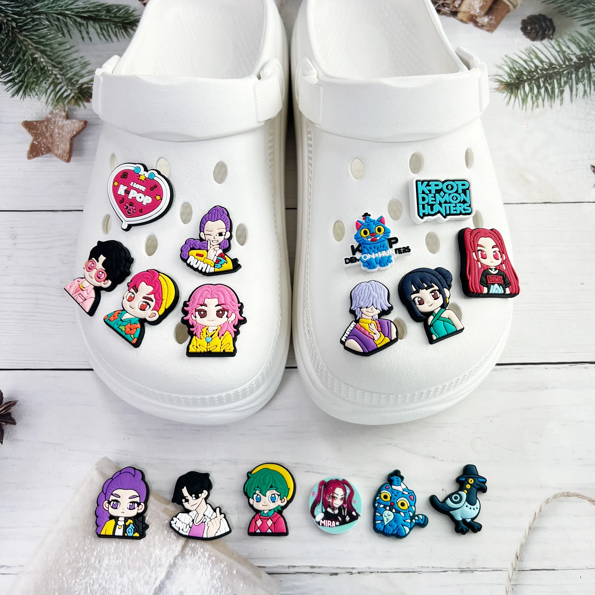 Hot sale K-POP Demon Hunter Cartoon Shoe Charms PVC DIY Shoes Decoration Sandal shoe Accessories Buckle for Kids X-mas Gifts image 5
