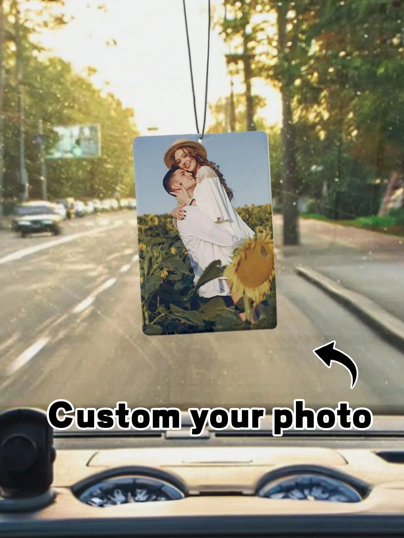 Custom Photo Acrylic Car Hanging Ornament，Personalized Rearview Mirror Pendant Couple Family Pet Photo， Valentine Gift