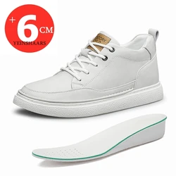 Hollow Out New Men 6cm Elevator Shoes Casual Men Sneakers Cow Split Leather Leisure Designer Shoes Height Increase Taller Shoes