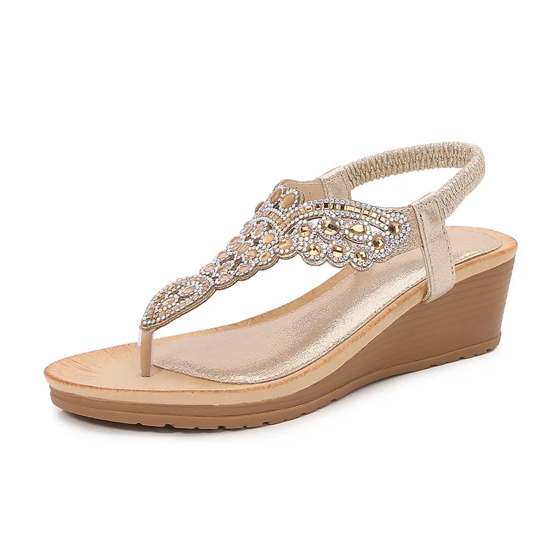 

Casual Sandals for Women Wide Women Rhinestone Decor Slingback Sandals Fashion Summer Wedge Leopard Sandals for Women Size