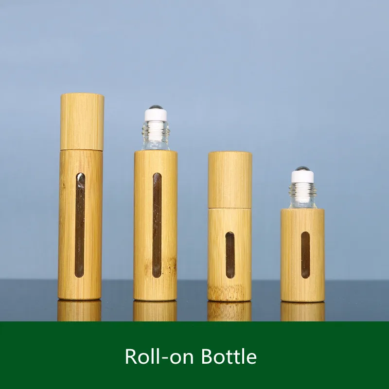 

10/30/50pcs Empty 3/5/10ml Roll-on Bottle Bamboo Container Essential Oil Attar Oil Bottles Sample Perfume Bottle with Roller