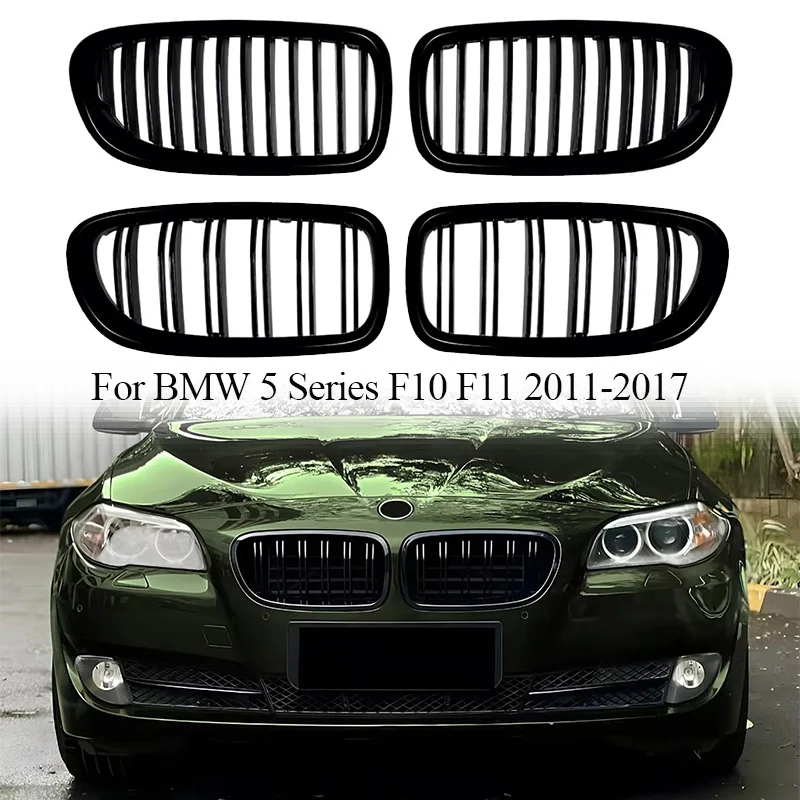 

Car Front Bumper Racing Grille Front Kidney Dual Line Grilles For BMW 5 Series F10 F11 2011-2017 Car Front Grill Replacement