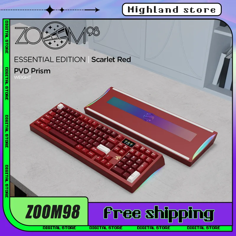 In Stock Zoom98 Meletrix Gaming Mechanical Keyboard Kit Hot-Swap RGB Custom 3 Mode Wireless Bluetooth CNC Gasket Gaming Keyboard