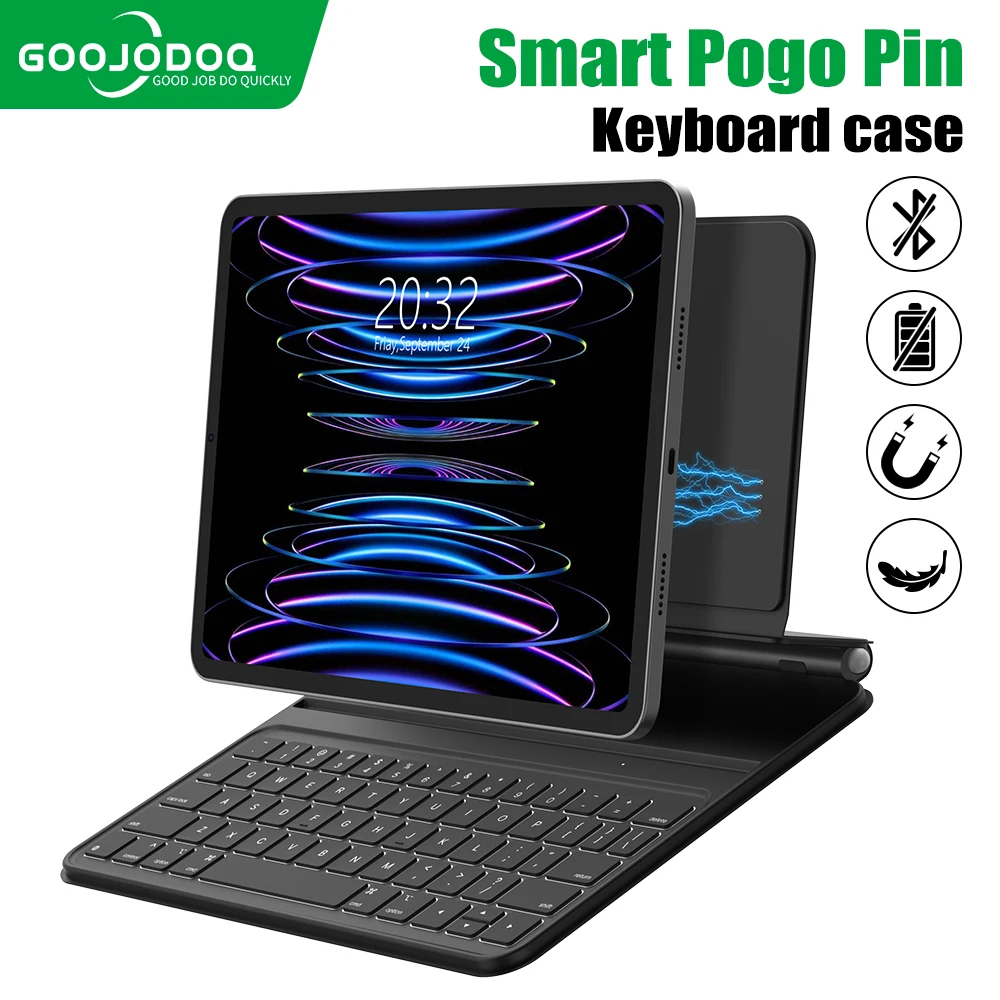 Smart Pogo Pin Keyboard case For iPad Air 4 Air5 card slot magnetic for iPad 10th generation iPad 10.2 7 8 9th Gen with pen slot