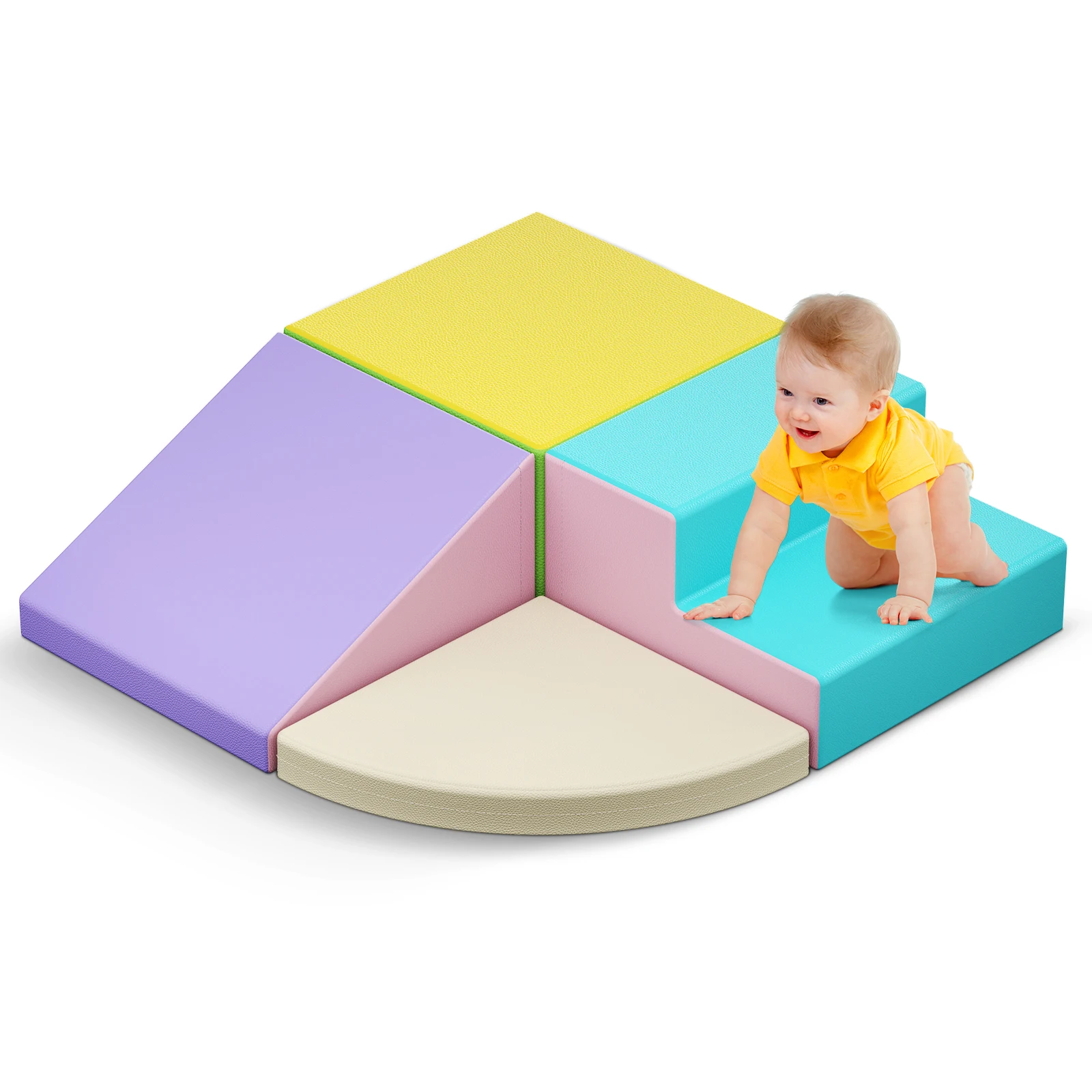 4 Pezzi Blocchi da Arrampicata in Schiuma Morbida per Bambini, Copertura Rimovibile, Kit di Gioco Morbido per lo Sviluppo dei Bambini, Palestra da Interno, Parco Giochi per Bambini, Regalo di