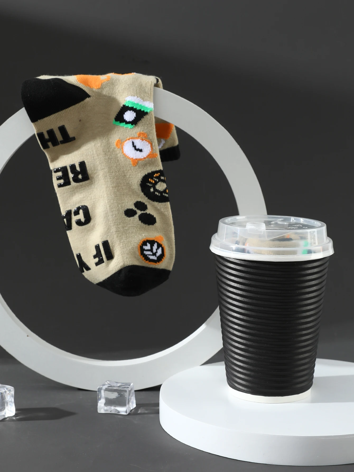 A pair of unique coffee personalized patterns for men and women, gift socks for friends on Halloween, seasonal styles