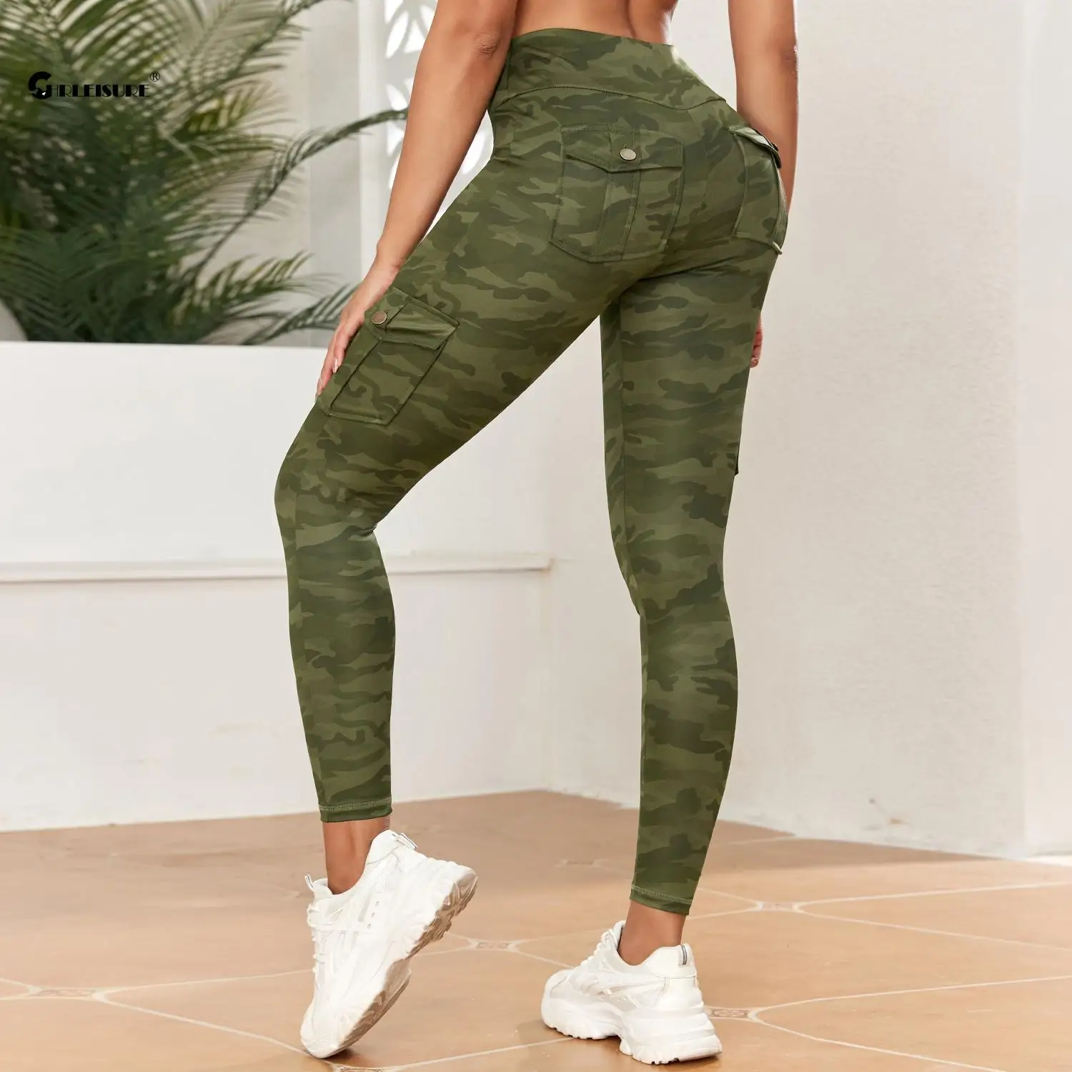 Chrleisure Camouflage Yoga hosen mit Tasche Digitaldruck nahtlose Arbeit Sport Legging elastische schlanke Fitness enge Arbeits kleidung