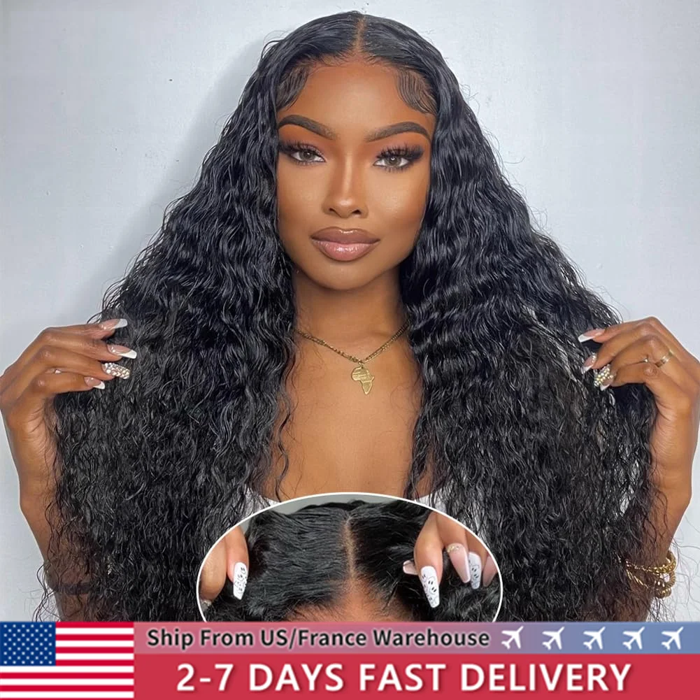 5x5 Lace Closure Wig Preplucked Brazilian 6x4 Glueless Deep Wave Human Hair Ready to Wear Curly Human Hair Wigs For Women bling