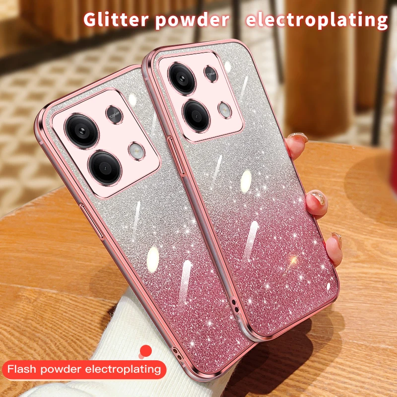 

Luxury Plating Bling Glitter Shockproof Case For Xiaomi 13 14 Ultra POCO X6 X5 X3 M4 Redmi Note 13 12 11 Pro Plus 5G Back Cover