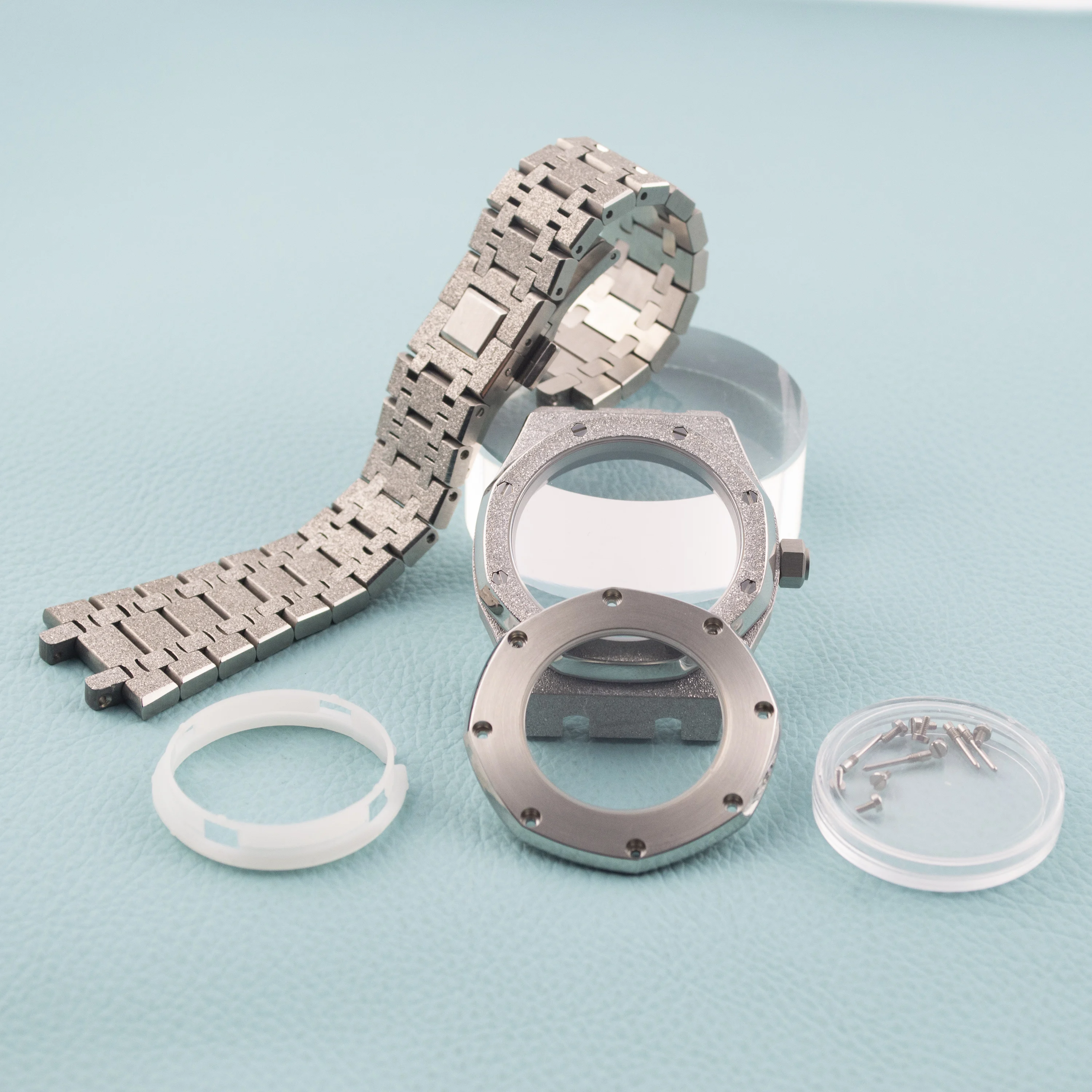 Frost Watch Case Sapphire Glass Stainless Steel 41mm Octagon Case Strap 10ATM Waterproof for Royal NH35 NH36 Movement