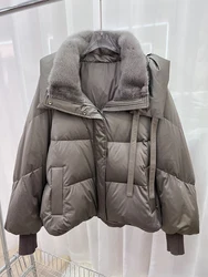 2023 neue Frauen Winter warme Nerz Pelz kragen Gänse daunen jacke dicke Luxus kleidung Parkas weibliche Puffer jacke