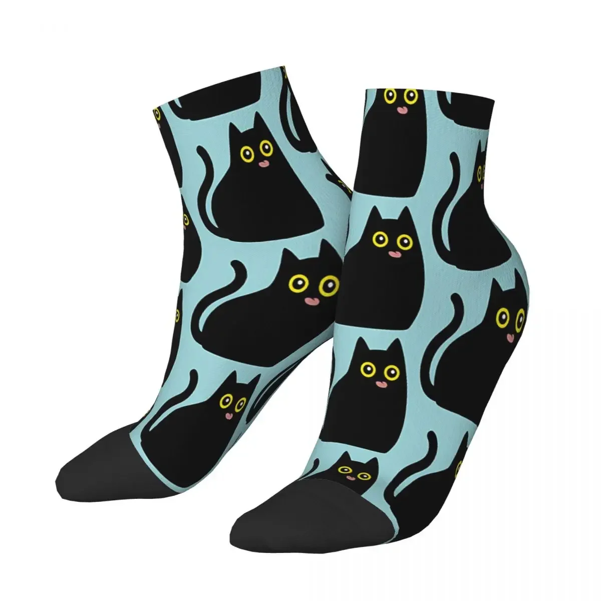 Copia De Tongue Out Black Cat Halloween Meme Ankle Socks Male Mens Women Autumn Stockings Polyester