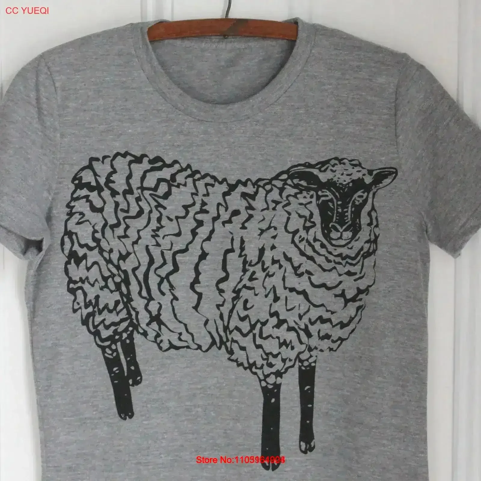 رجل الأغنام تي شيرت العضوية ثلاثي مزيج مزرعة الحيوان الرجال خمر غسلها مريحة أعلى لارتداء اليومي أوم الرسم تنوعا #1