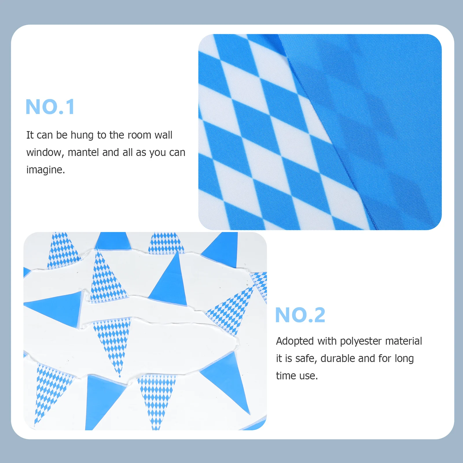 

Blue White Checkered Beer Festival Party Hanging Banner Polyester Decorative Wall Ornament Germany Festival Supplies