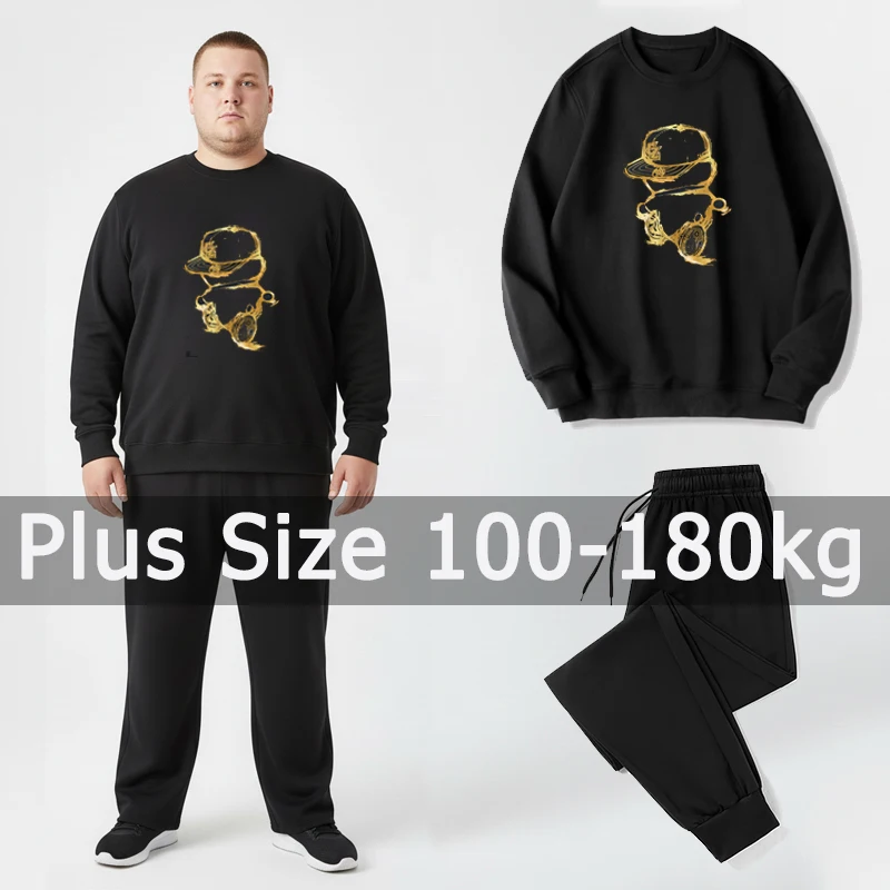 

Plus Size Men's Sweatshirt Set Sport Suits Long Pants 5XL 6XL 7XL 100-180kg Autumn Winter Long Sleeve Sets Big Size Men Clothing