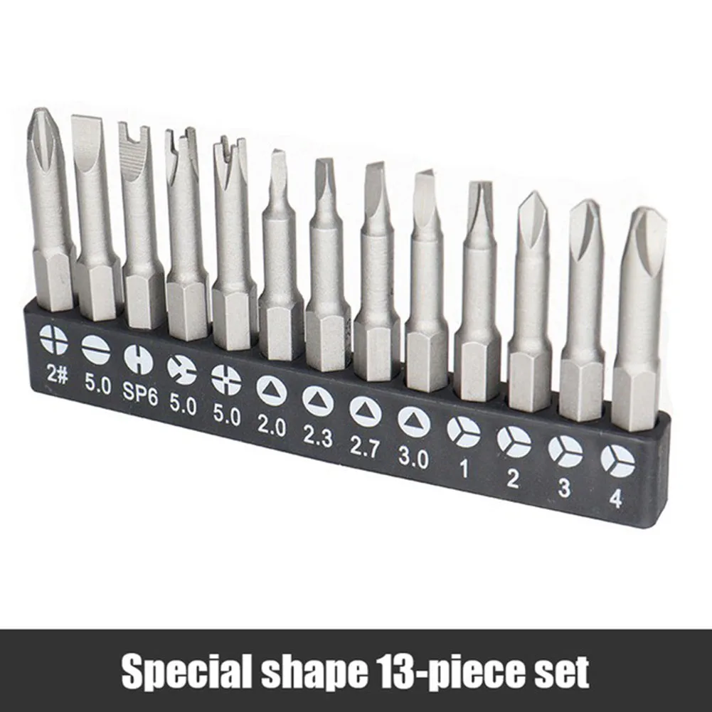 13-Piece Special-Shaped Screwdriver Bit Set 50mm Chrome-Vanadium Steel PH2 Triangle Y U Head For Appliance Toy Repair