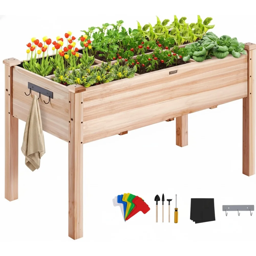 

Elevated Raised Garden Bed 48x24x30in with Legs, Fir Wood Planter Box for Backyard Patio Balcony Gardening