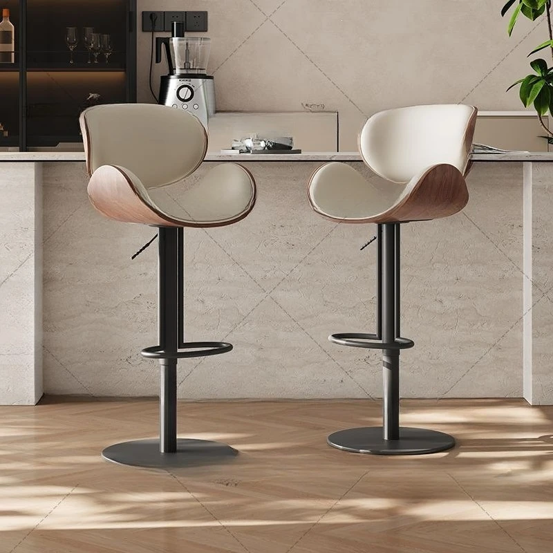 Liftable rotating solid wood high stool bar stool household island high chair simple and modern