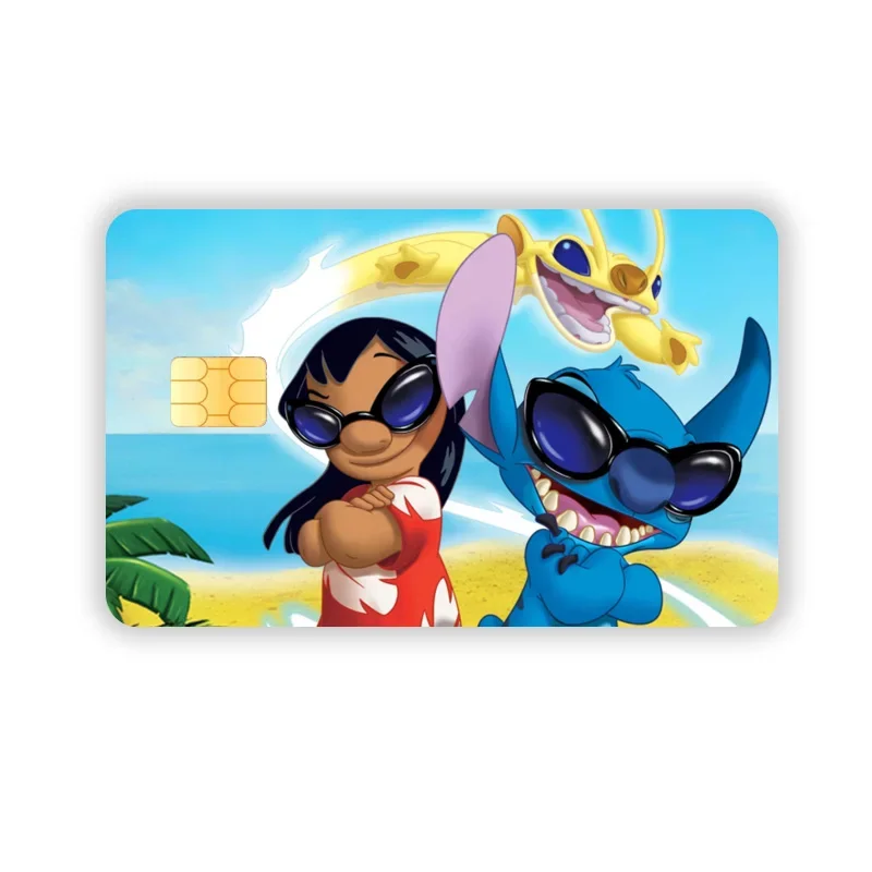 Disney Stitch-pegatinas impermeables para tarjetas de crédito y débito, Stickers para póker, Stickers de película, Stickers pequeños