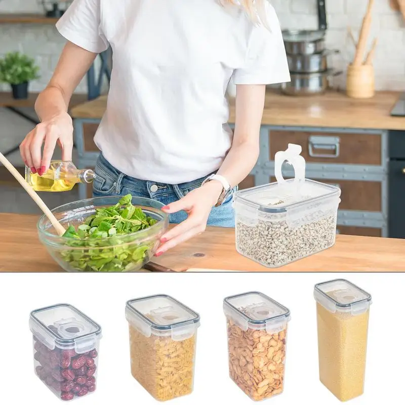 Food Storage Container 5pc Kitchen Air Tight Storage Large Capacity Space Saving Rice Storage Container With Easy Lock Lids