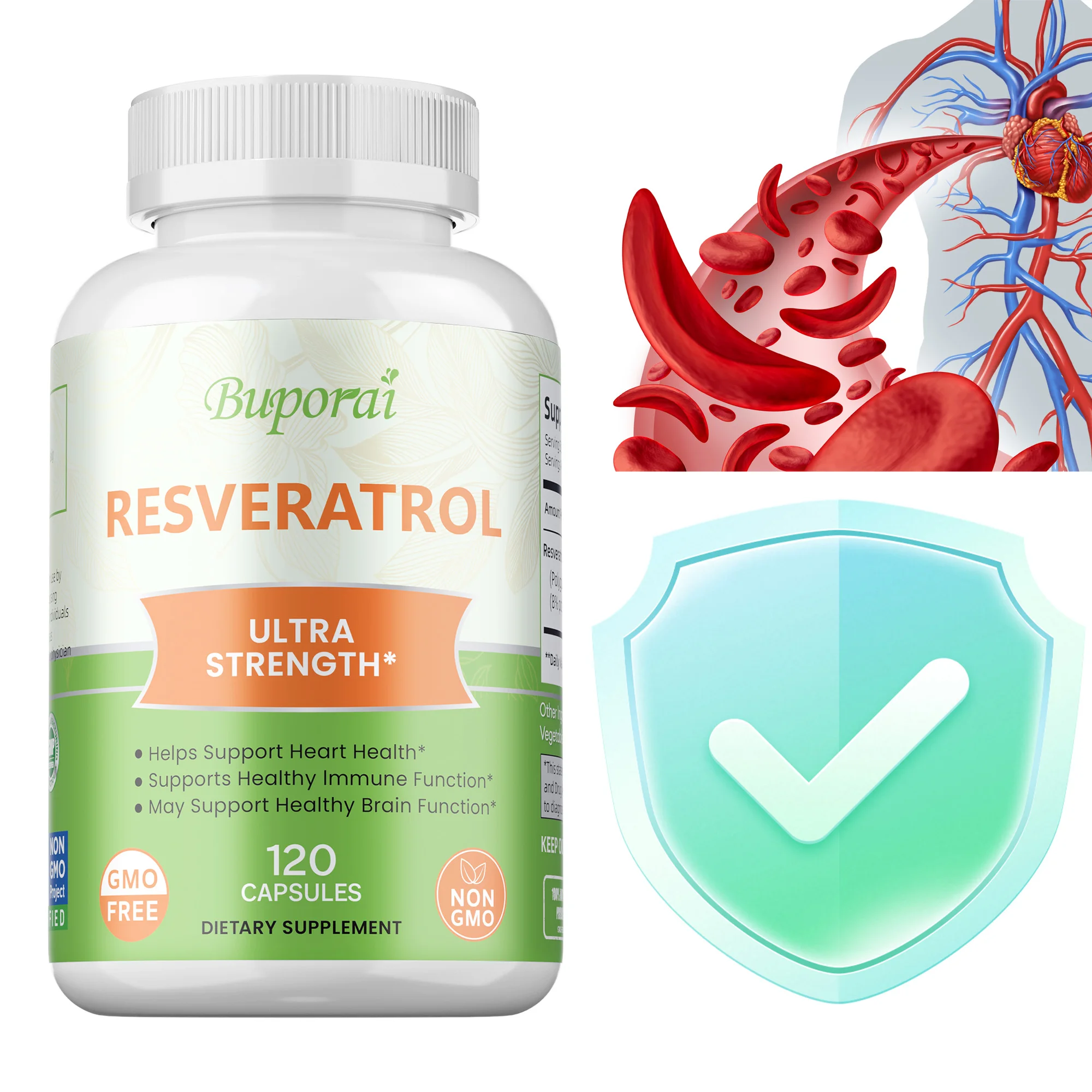 

Resveratrol Extract Capsules - Antioxidants, Promotes Heart and Cardiovascular Health, Enhance Immunity, Helps Smooth Skin