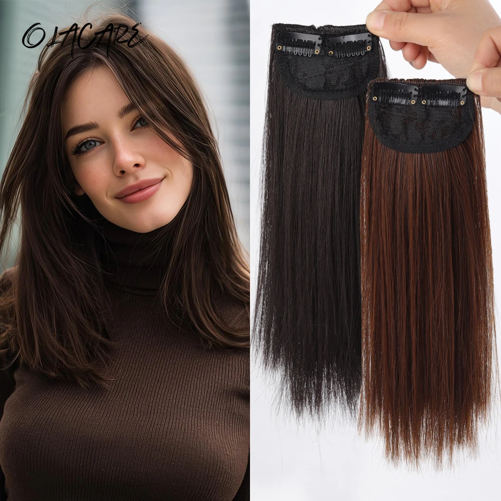 OLACARE Invisible Seamless Synthetic Hair Pads Clip In One Piece Increase Hair Volume Hair Extensions Top Side Cover Hairpiece