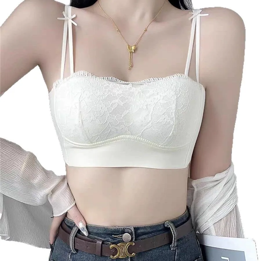 

Sexy Lace Seamless Large Size Women's Bra Comfortable Breathable Sports Beauty Back Vest Sleep Gathered Wrapped Chest Tube Top