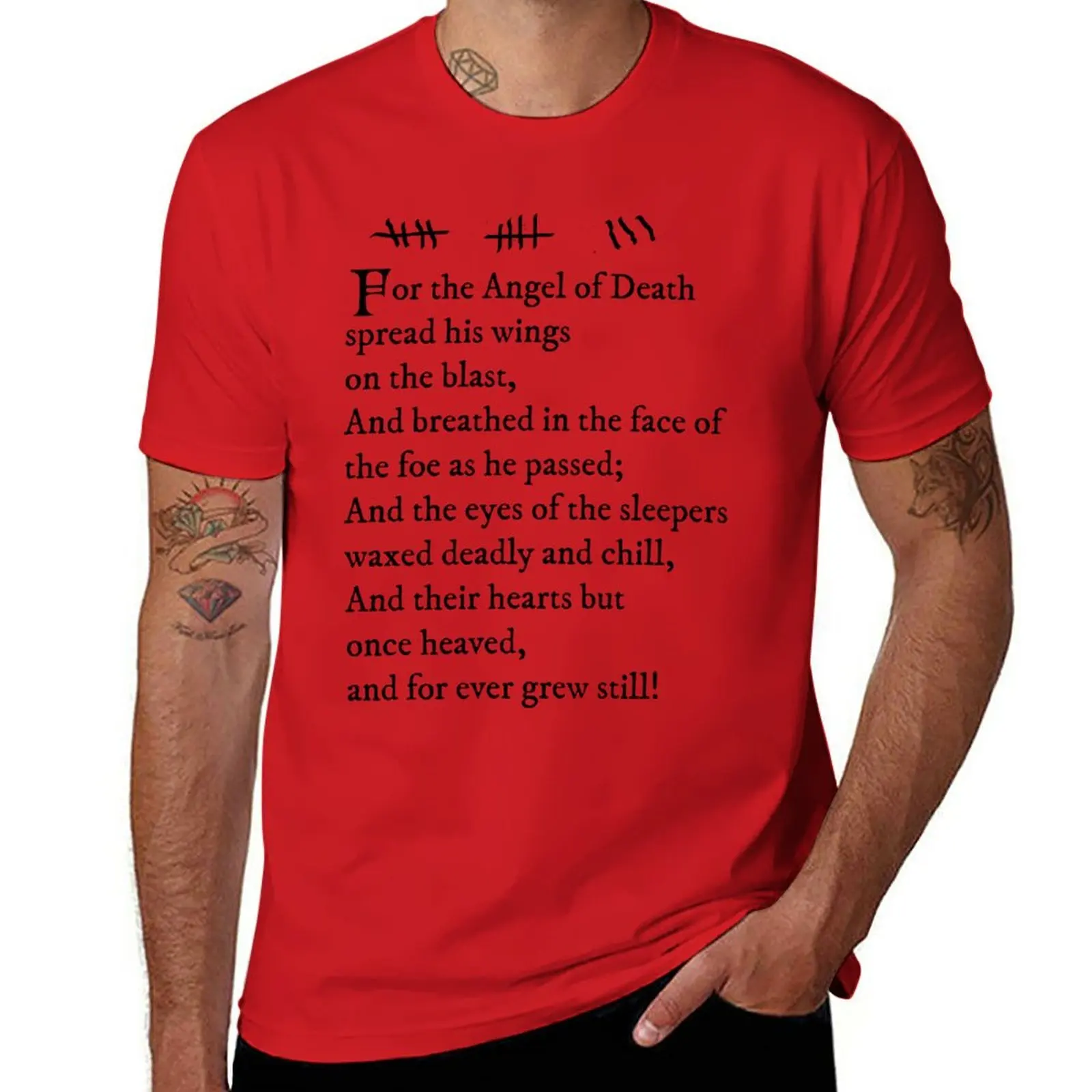 New Archer - Pam's tattoo(Lord Byron poem) - black text T-Shirt quick drying t-shirt black t shirts anime men t shirt