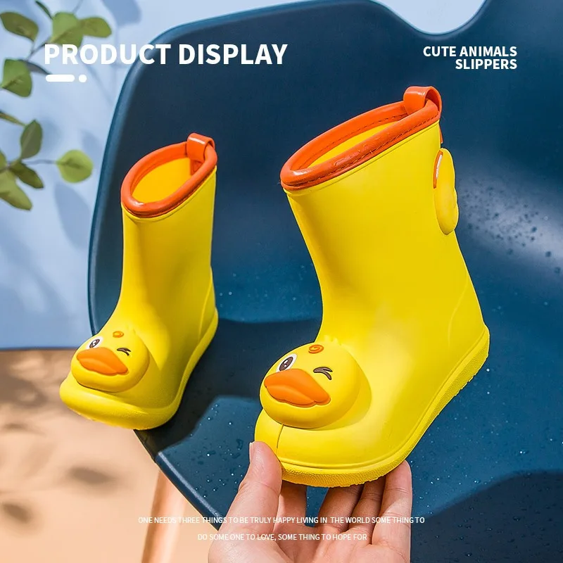 Children Rain Boots New Waterproof Anti Slip Soft Sole Cute Cartoon Animals Boys Girls Outdoor Baby Rain Boots for 3-6 Years Old