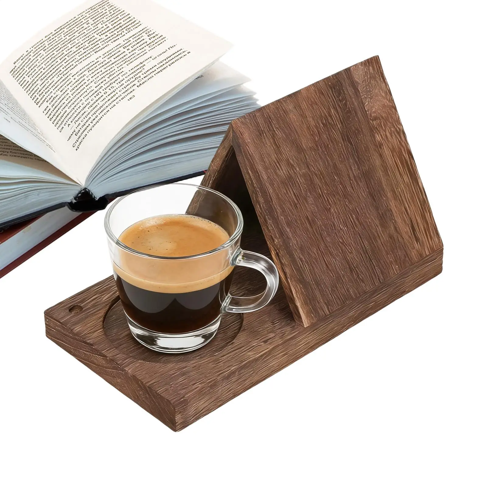 

Треугольная подставка для книг с держателем для чашки для чтения, для прикроватной тумбочки, рабочего стола, библиотеки, дома