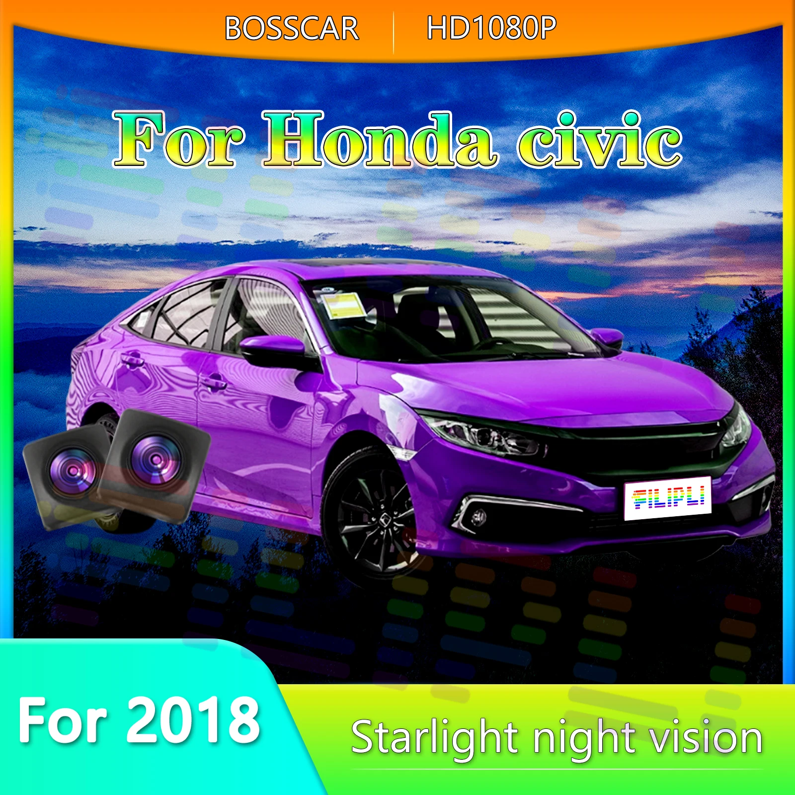 

BOSSCAR For Honda Civic HD Night Vision Wide Angle Rear View Parking Camera Reversing Dynamic Reverse Camera Easy Installation