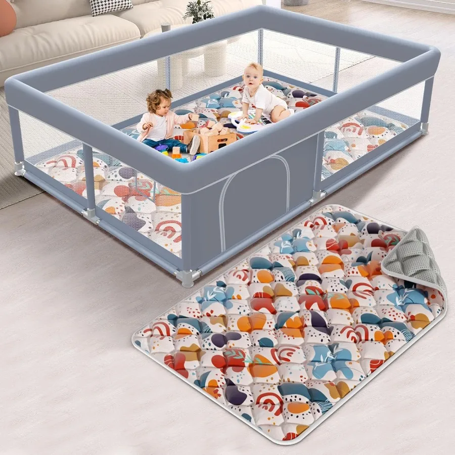

65 x 50 Inch Baby Playpen with Mat Playpen for Babies and Toddlers Baby Play Pen Playard for Indoor and Outdoor Active Center G