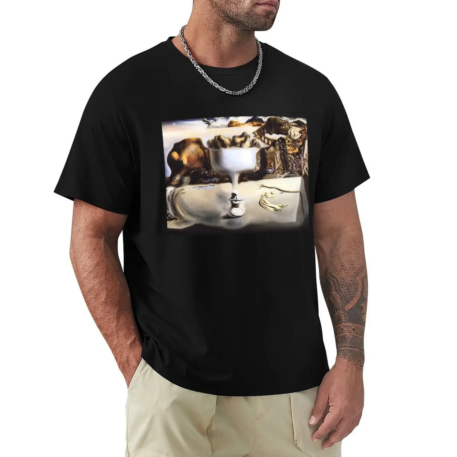 Apparition of Face and Fruit Dish on a Beach by Salvador Dalí T-Shirt custom t shirt man t shirt anime stuff men t shirts