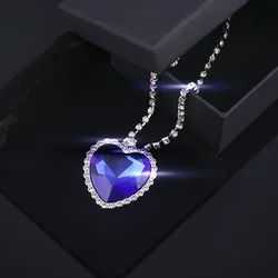 Movie TITANIC Heart Of the Ocean Necklace Love Forever Blue Red Crystal Pendants Necklace Women Wedding Jewelry Gift-SMT038