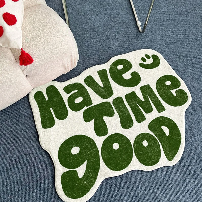 Bedroom Carpet Bedside Floor Mat Have Good Time Rug Soft Fluffy Minimalist English Letters Home Decoration Rugs for Living Room