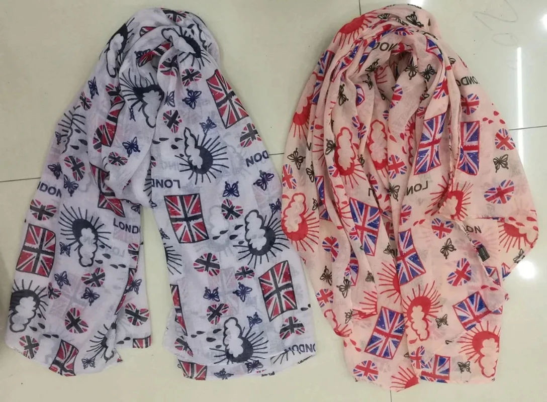 New Fashion UK Flag Print Scarf London And Love Butterfly Pattern Foulard Shawls Hijab 3 Color Free Shipping