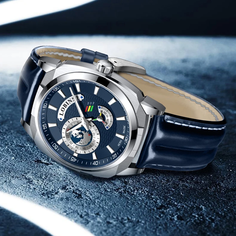 LOBINNI Men Automatic Watch 43mm Square Mechanical Wristwatch Waterproof Sapphire Mirror Luminous 24 Hours Miyota Mov