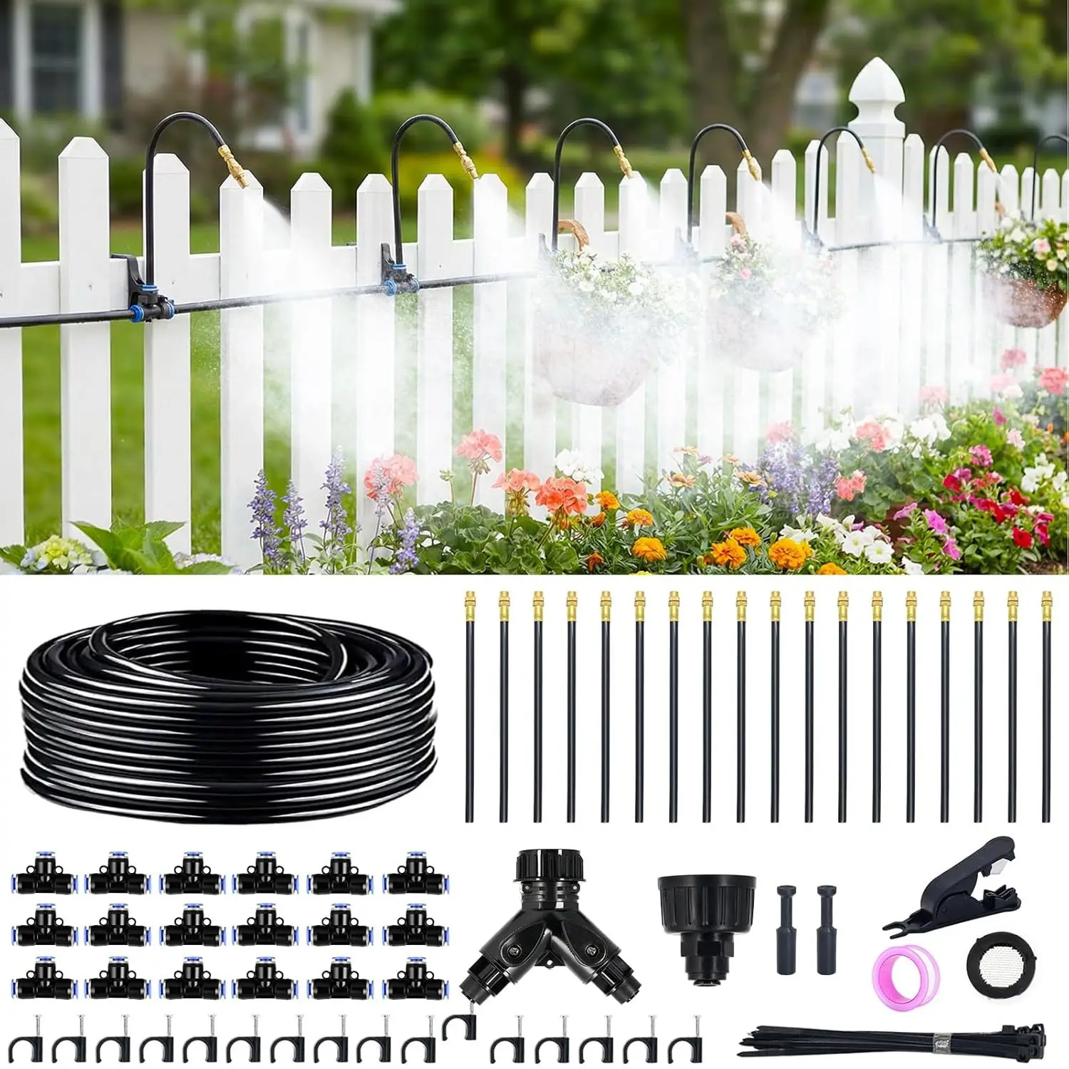 8mm Irrigation Fittings with 5/8 Inch Male Thread Faucet Connectors and Sealing Blocks for Drip and Mist System Builds